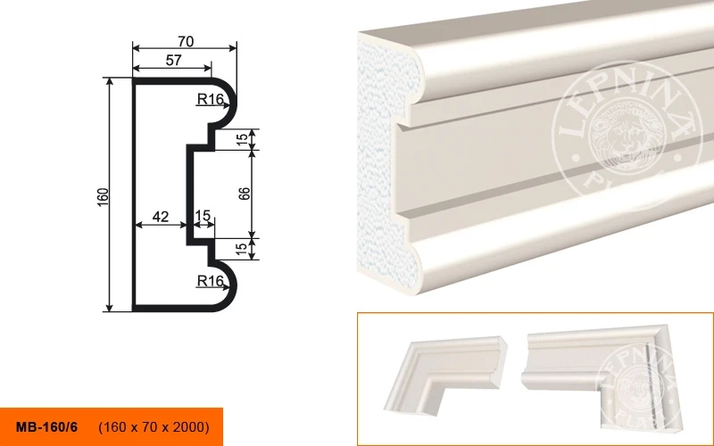 Фасадный молдинг LepninaPlast МВ-160/6 на otdelka1.ru