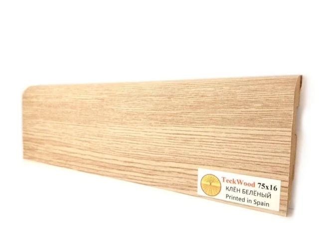 Плинтус МДФ Теквуд / Teckwood 75мм клен беленый на otdelka1.ru