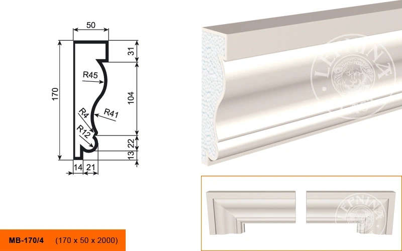Фасадный молдинг LepninaPlast МВ-170/4 на otdelka1.ru