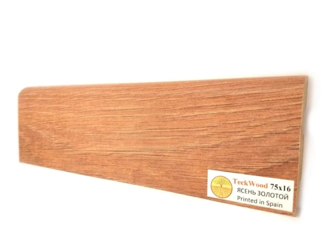 Плинтус МДФ Теквуд / Teckwood 75мм ясень золотой на Otdelka1.ru