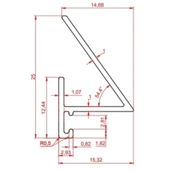 Микро плинтус угловой Лайн Ликорн С-05.25.2 Y серебристый