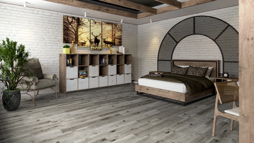 Кварц-виниловая плитка Damy Floor Family клеевая Дуб Состаренный Серый на Otdelka1.ru
