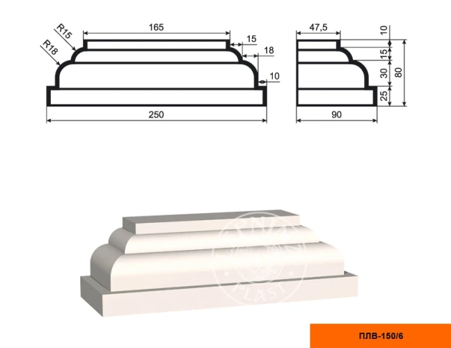 Составная пилястра база LepninaPlast ПЛВ-150/6 на otdelka1.ru