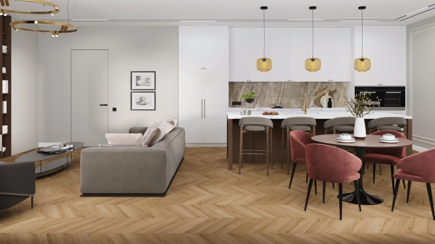 Кварц-виниловая плитка Damy Floor Chevron клеевая Лувр на otdelka1.ru