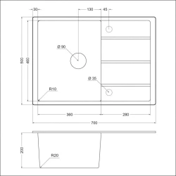 Мойка для кухни EMAR EMQ-1700.Q Барит