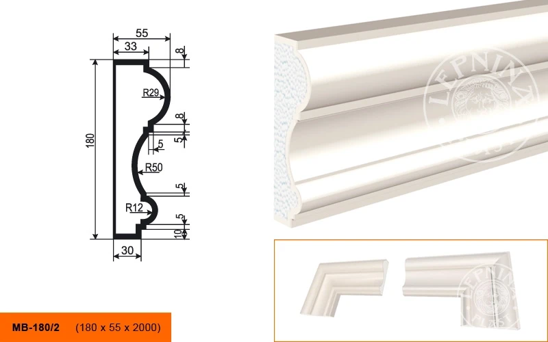 Фасадный молдинг LepninaPlast МВ-180/2 на otdelka1.ru