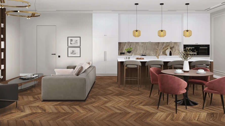 Кварц-виниловая плитка Damy Floor Chevron клеевая Шайо на otdelka1.ru