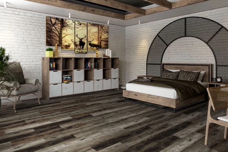 Кварц-виниловая плитка Damy Floor Family клеевая Дуб Рустикальный черный на Otdelka1.ru