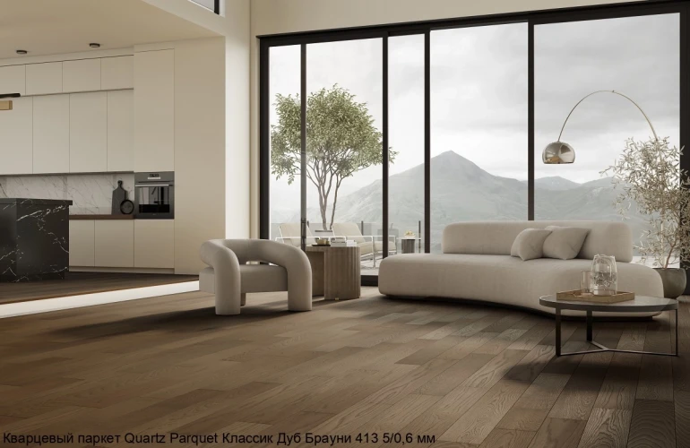 Кварцевый паркет Quartz Parquet Классик 7/1.2 мм 413 Дуб Брауни на otdelka1.ru