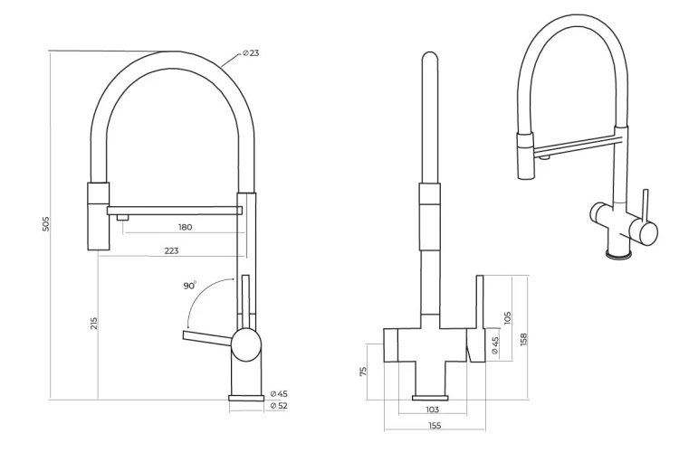 Смеситель EMAR EC-7024WHT PVD Coppery на Otdelka1.ru