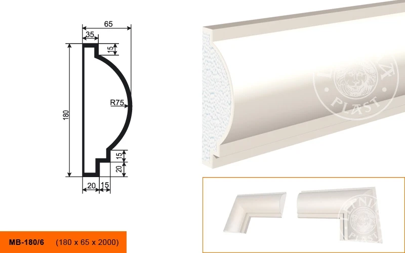 Фасадный молдинг LepninaPlast МВ-180/6 на otdelka1.ru