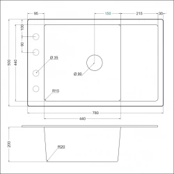 Мойка для кухни EMAR EMQ-1780.Q Антрацит