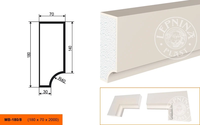 Фасадный молдинг LepninaPlast МВ-180/8 на otdelka1.ru