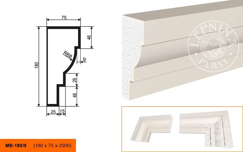 Фасадный молдинг LepninaPlast МВ-180/9 на otdelka1.ru
