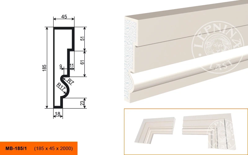 Фасадный молдинг LepninaPlast МВ-185/1 на otdelka1.ru