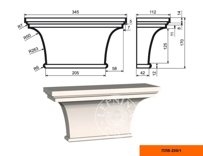 Составная пилястра капитель LepninaPlast ПЛВ-200/1 на otdelka1.ru