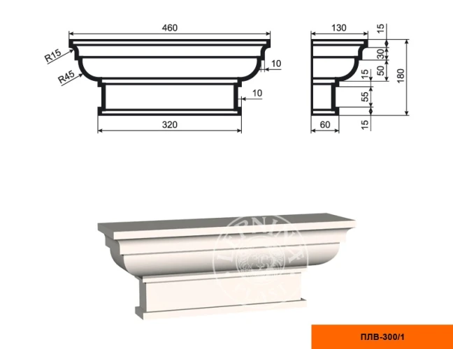 Составная пилястра капитель LepninaPlast ПЛВ-300/1 на otdelka1.ru