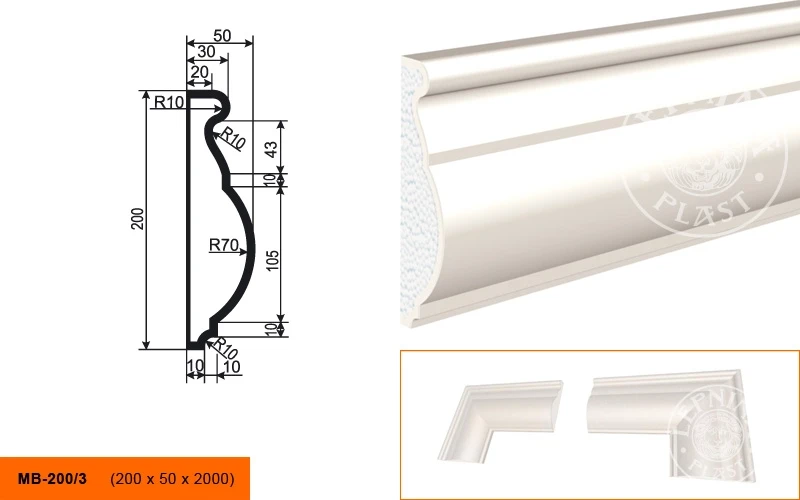 Фасадный молдинг LepninaPlast МВ-200/3 на otdelka1.ru