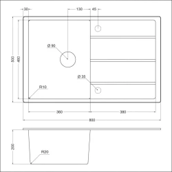 Мойка для кухни EMAR EMQ-1800.Q Антрацит