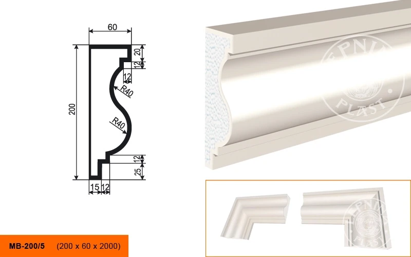 Фасадный молдинг LepninaPlast МВ-200/5 на otdelka1.ru