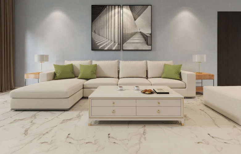 Кварцевый ламинат MSPC Stone Floor 2820-4 MР Бело-серый Мрамор на Otdelka1.ru