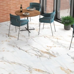 Кварцевый ламинат MSPC Stone Floor Мрамор Бело-золотой