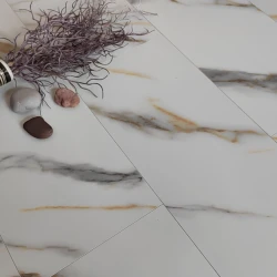 Кварцевый ламинат MSPC Stone Floor Мрамор Бело-золотой