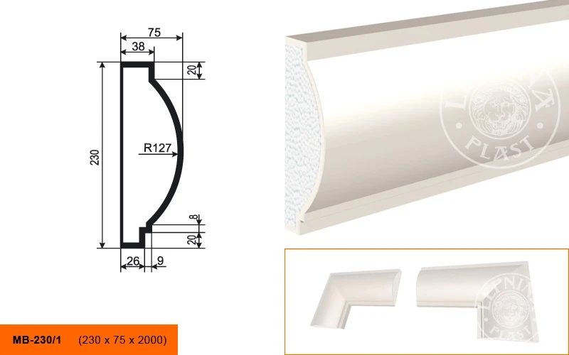 Фасадный молдинг LepninaPlast МВ-230/1 на otdelka1.ru