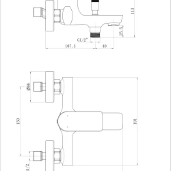 Смеситель Royce Касто RCM-120103CR для ванны и душа, хром