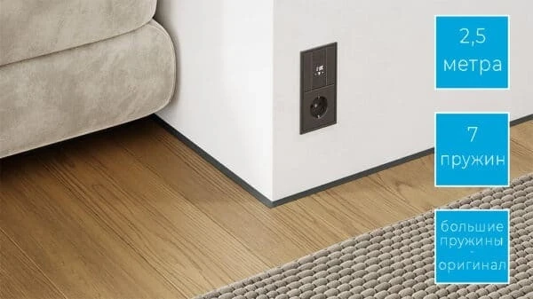 Микроплинтус с пружинами Черно-серый RAL 7021 на otdelka1.ru