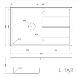 Мойка для кухни EMAR EMQ-1800.Q Сардоникс