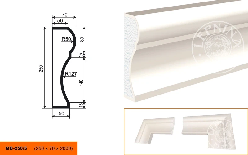 Фасадный молдинг LepninaPlast МВ-250/5 на otdelka1.ru