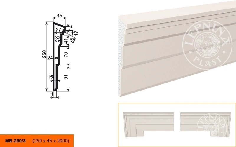 Фасадный молдинг LepninaPlast МВ-250/8 на otdelka1.ru
