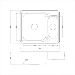 Маленькая Мойка для кухни с двумя чашами EMAR 5948