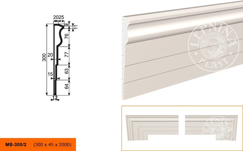 Фасадный молдинг LepninaPlast МВ-300/2 на otdelka1.ru