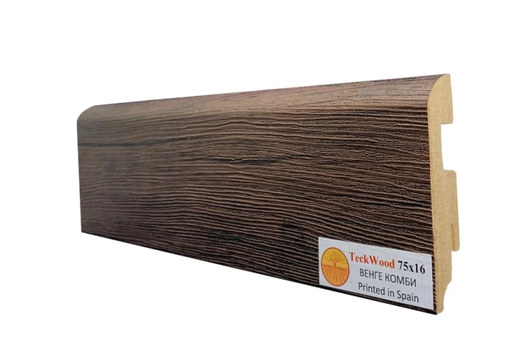 Плинтус МДФ Теквуд / Teckwood 75мм Венге Комби на Otdelka1.ru